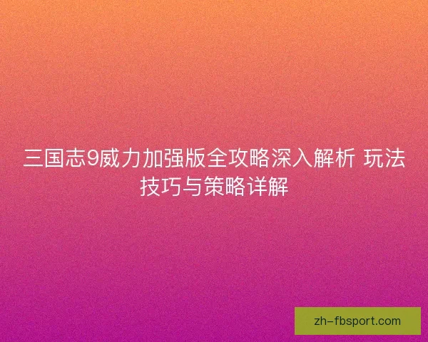 三国志9威力加强版全攻略深入解析 玩法技巧与策略详解